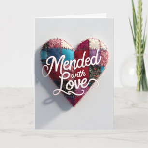 Mended with Love Greeting Card – Patchwork Heart