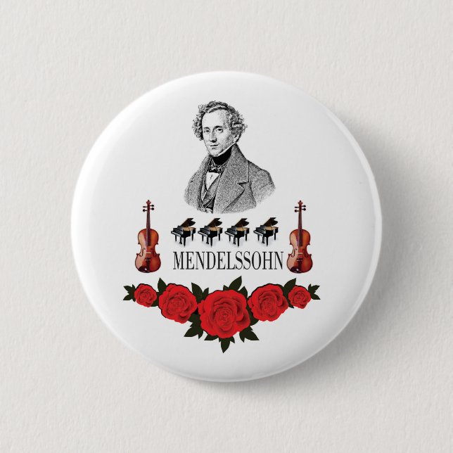 MENDELSSOHN ROSES PRINT 6 CM ROUND BADGE (Front)