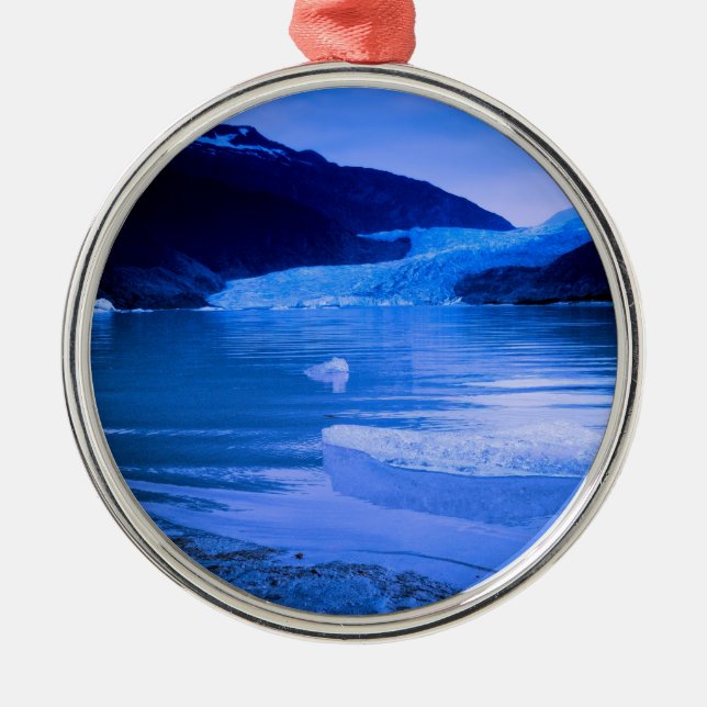 Mendenhall Glacier Twilight Metal Tree Decoration (Front)