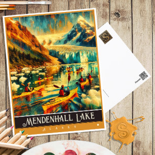 Mendenhall Lake, Alaska   Vintage Painting Postcard