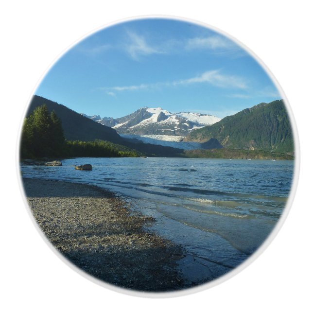 Mendenhall Lake in Juneau Alaska Landscape Ceramic Knob (Front)