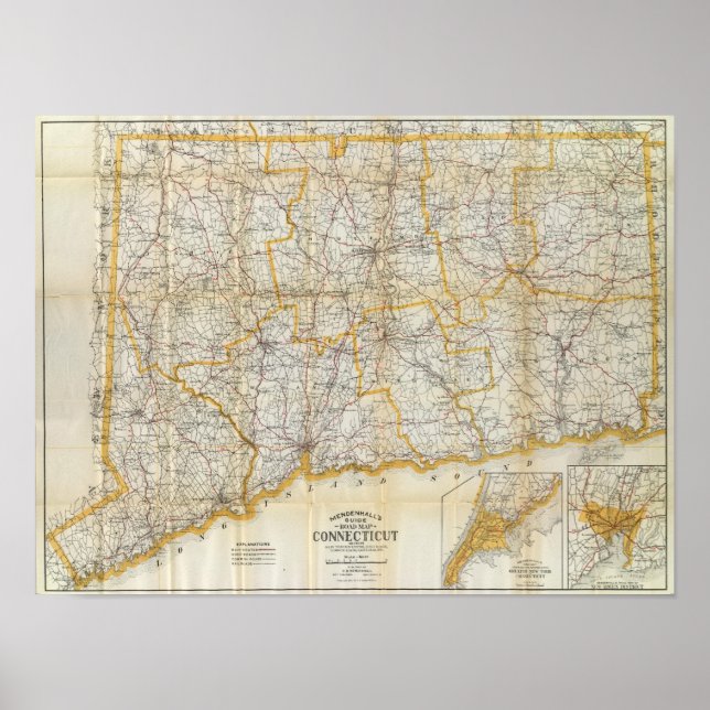 Mendenhall's Guide, Road Map Connecticut Poster (Front)