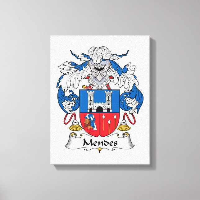Mendes Family Crest Canvas Print (Front)
