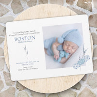 Mending Hearts Blue Baby Announcement Card