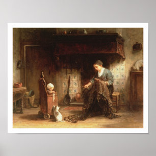 Mending the Nets (oil on panel) Poster