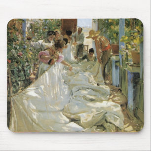 Mending the Sail - Joaquín Sorolla y Bastida Mouse Pad