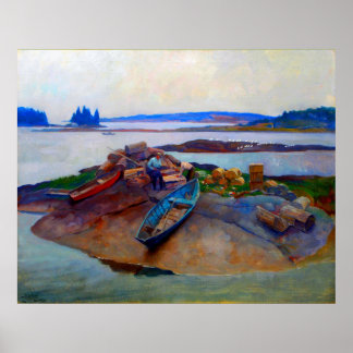 Mending Traps Martinsville Maine N. C. Wyeth 1934 Poster