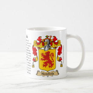 Mendiola, the Origin, the Meaning and the Crest Coffee Mug