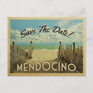 Mendocino Beach Vintage Save The Date Announcement Postcard