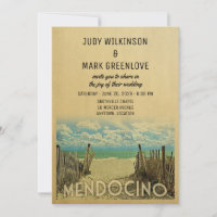 Mendocino Beach Vintage Wedding Invitation