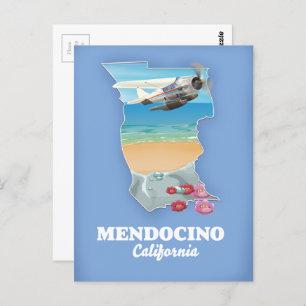 Mendocino California map Postcard