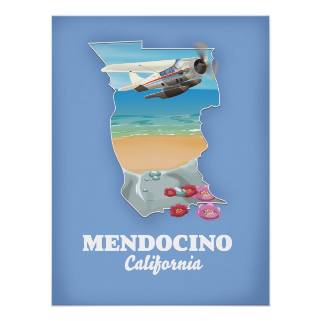 Mendocino California map Poster (Front)