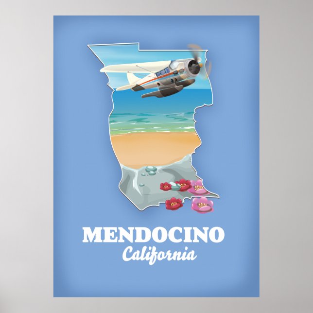 Mendocino California map Poster (Front)