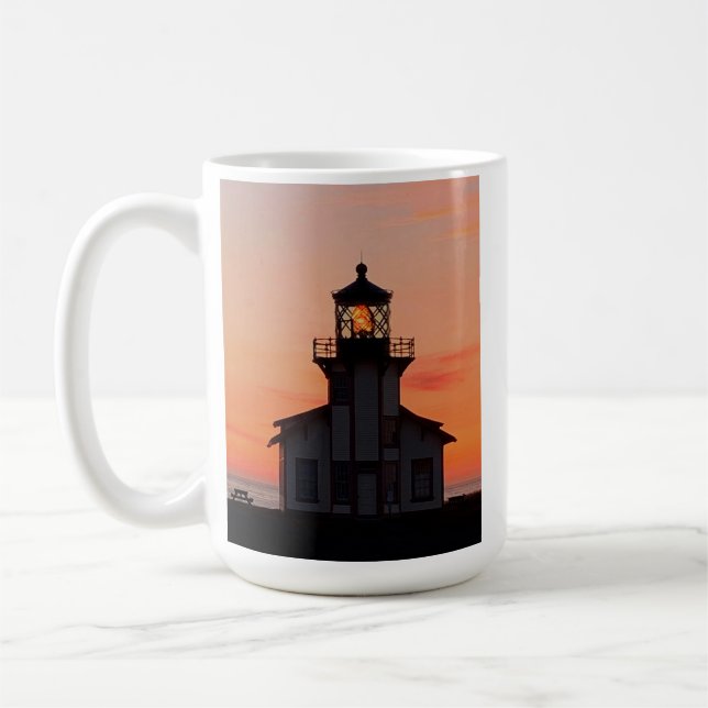 Mendocino Lighthouse Sunset Coffee Mug (Left)