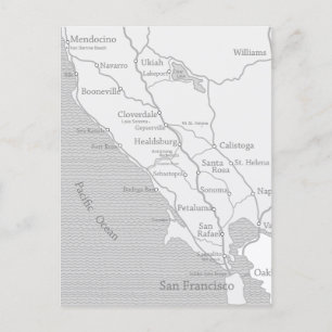 Mendocino to San Francisco Map Postcard