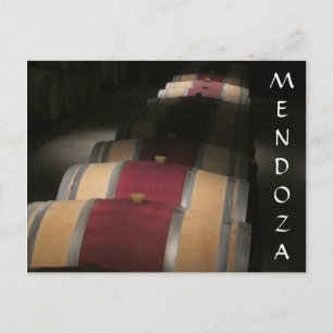 mendoza vino barrels postcard