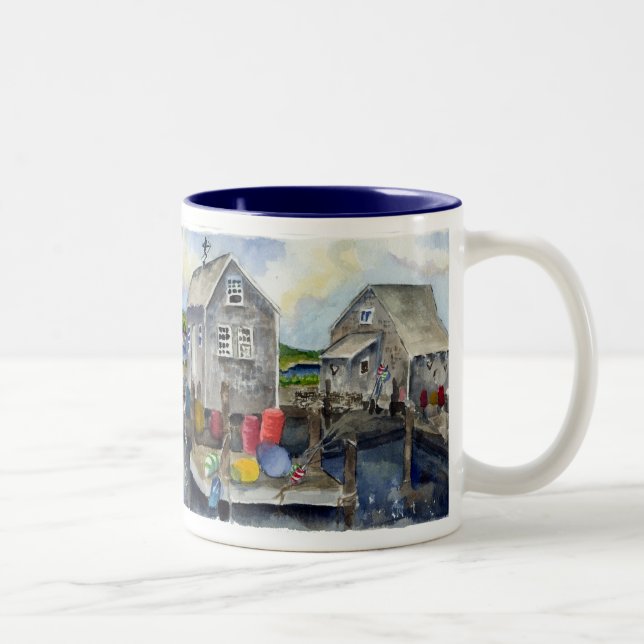 menemsha panorama Two-Tone coffee mug (Right)