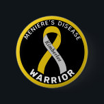 Meniere's Disease Warrior Ribbon Black Button<br><div class="desc">Meniere's Disease Warrior Ribbon Black Button for awareness and support for people with meniere's disease.</div>
