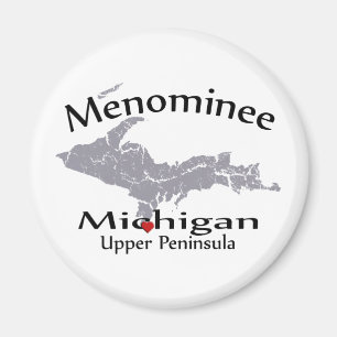 Menominee Michigan Heart Map Design Magnet