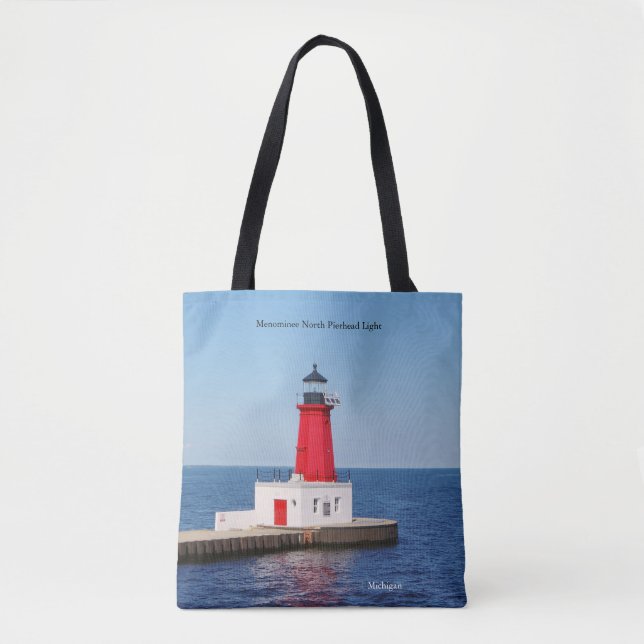 Menominee North Pierhead Light all over tote bag (Front)