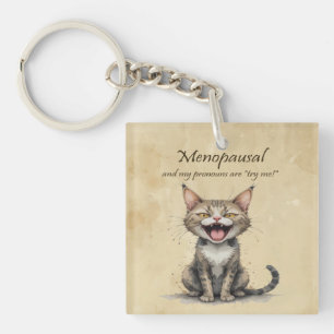 Menopause Humour Stressed Angry Cat Key Ring