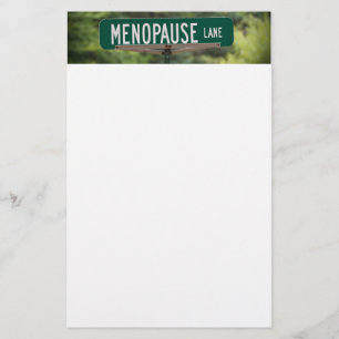 Menopause Lane Sign for a Good Laugh Stationery