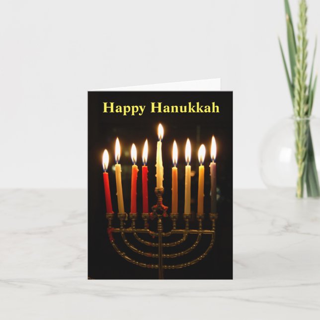 Menorah and Candles Hanukkah Folded Card (Front)