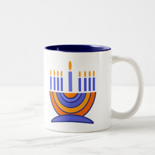 Menorah and Dreidels Hanukkah Gift  Two-Tone Coffee Mug