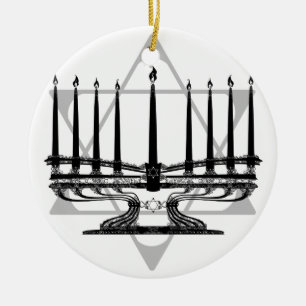 Menorah and Star I Ceramic Tree Decoration