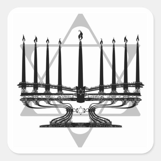 Menorah and Star Square Sticker (Front)
