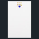Menorah and the Star of David Stationery<br><div class="desc">Gold menorah with blue Star of David at centre bottom</div>