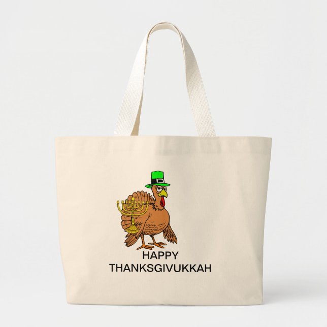 MENORAH AND TURKEY HAPPY THANKSGIVUKKAH BAG (Front)
