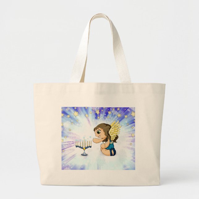 Menorah Angel Large Tote Bag (Front)