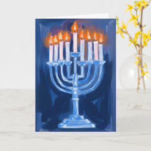 Menorah Blue Hanukkah Card