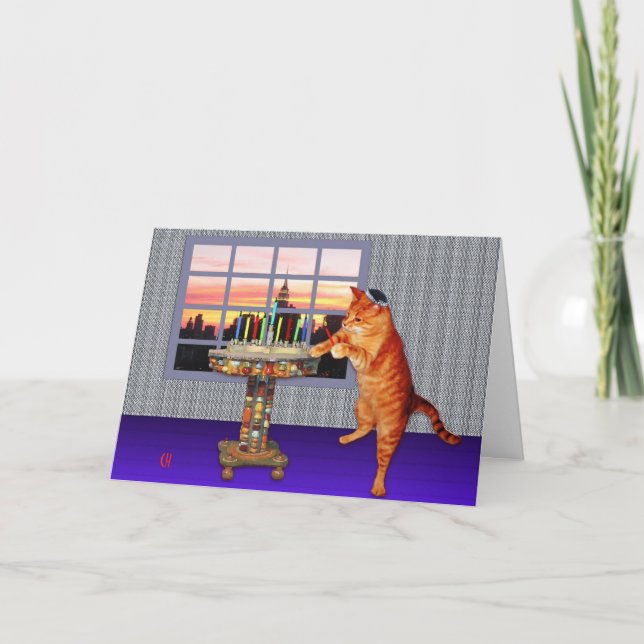 menorah cat holiday card (Front)