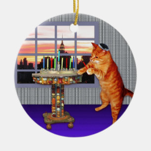 menorah cat.jpg ceramic tree decoration
