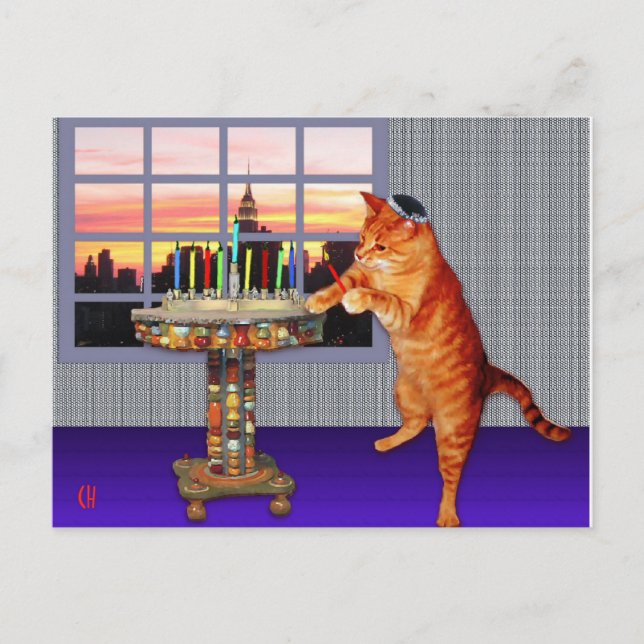 Menorah Cat Postcard (Front)