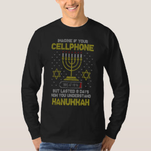 Menorah Cellphone Hanukkah Jewish Ugly Christmas S T-Shirt