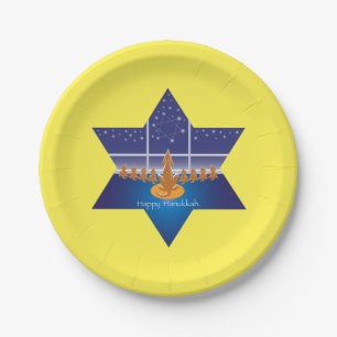 Menorah Dogs_Happy Hanukkah_Star of David Paper Plate