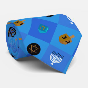 Menorah dreidels star tie