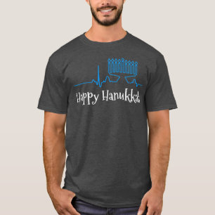 Menorah ECG Heartbeat Happy Hanukkah Chanukah Jewi T-Shirt