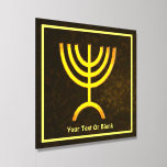 Menorah Flame Acrylic Photo Tile<br><div class="desc">A brown and gold digital rendering of the Jewish seven-branched menorah (Hebrew: מְנוֹרָה). Customise by adding your own text. The seven-branched menorah, used in the portable sanctuary set up by Moses in the wilderness and later in the Temple in Jerusalem, has been a symbol of Judaism since ancient times and...</div>