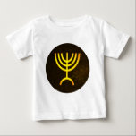 Menorah Flame Baby T-Shirt<br><div class="desc">A digital rendering of the Jewish seven-branched menorah (Hebrew: מְנוֹרָה). The seven-branched menorah, used in the portable sanctuary set up by Moses in the wilderness and later in the Temple in Jerusalem, has been a symbol of Judaism since ancient times and is the emblem on the coat of arms of...</div>