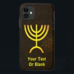 Menorah Flame iPhone 11 Case<br><div class="desc">A brown and gold digital rendering of the Jewish seven-branched menorah (Hebrew: מְנוֹרָה). Add your own text. The seven-branched menorah, used in the portable sanctuary set up by Moses in the wilderness and later in the Temple in Jerusalem, has been a symbol of Judaism since ancient times and is the...</div>