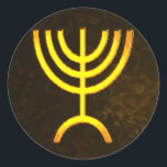 Menorah Flame Classic Round Sticker<br><div class="desc">A digital rendering of the Jewish seven-branched menorah (Hebrew: מְנוֹרָה‎). The seven-branched menorah, used in the portable sanctuary set up by Moses in the wilderness and later in the Temple in Jerusalem, has been a symbol of Judaism since ancient times and is the emblem on the coat of arms of...</div>