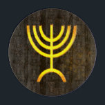Menorah Flame Cutting Board<br><div class="desc">A brown and gold digital rendering of the Jewish seven-branched menorah (Hebrew: מְנוֹרָה). The seven-branched menorah, used in the portable sanctuary set up by Moses in the wilderness and later in the Temple in Jerusalem, has been a symbol of Judaism since ancient times and is the emblem on the coat...</div>