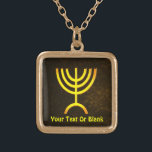 Menorah Flame Gold Plated Necklace<br><div class="desc">A digital rendering of the Jewish seven-branched menorah (Hebrew: מְנוֹרָה‎). The seven-branched menorah, used in the portable sanctuary set up by Moses in the wilderness and later in the Temple in Jerusalem, has been a symbol of Judaism since ancient times and is the emblem on the coat of arms of...</div>