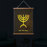 Menorah Flame Hanging Tapestry<br><div class="desc">A brown and gold digital rendering of the Jewish seven-branched menorah (Hebrew: מְנוֹרָה‎). Customise by adding your own text. The seven-branched menorah, used in the portable sanctuary set up by Moses in the wilderness and later in the Temple in Jerusalem, has been a symbol of Judaism since ancient times and...</div>