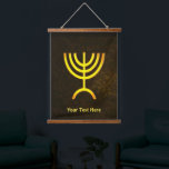 Menorah Flame Hanging Tapestry<br><div class="desc">A brown and gold digital rendering of the Jewish seven-branched menorah (Hebrew: מְנוֹרָה‎). Customise by adding your own text. The seven-branched menorah, used in the portable sanctuary set up by Moses in the wilderness and later in the Temple in Jerusalem, has been a symbol of Judaism since ancient times and...</div>