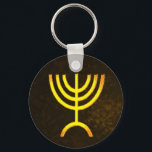 Menorah Flame Key Ring<br><div class="desc">A brown and gold digital rendering of the Jewish seven-branched menorah (Hebrew: מְנוֹרָה‎). The seven-branched menorah, used in the portable sanctuary set up by Moses in the wilderness and later in the Temple in Jerusalem, has been a symbol of Judaism since ancient times and is the emblem on the coat...</div>